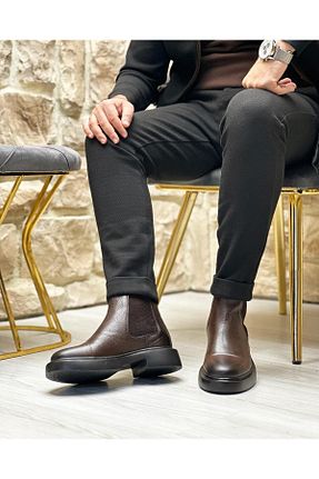 بوت / نیم بوت قهوه ای مردانه چرم خالص ByItallanoshoes - کد 791277468