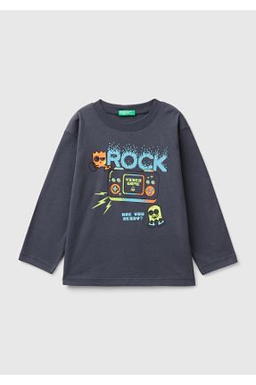 تیشرت طوسی بچه گانه رگولار United Colors of Benetton - کد 863342763