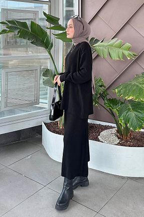 ست بالاتنه و پائین تنه مشکی زنانه تریکو lamelif - کد 863334732