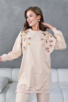 ست بالاتنه و پائین تنه بژ زنانه بافتنی MVStore - کد 863343747