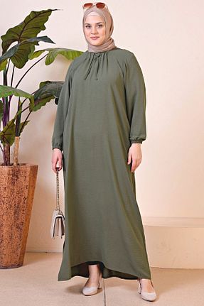 لباس سایز بزرگ خاکی زنانه پارچه Ferace - کد 698386101