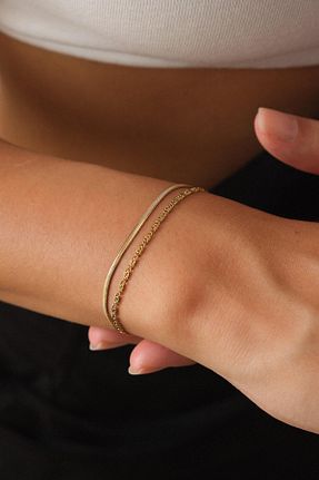 دستبند استیل (فولاد) طلائی زنانه استیل ضد زنگ ByFlorya Jewelry - کد 863361630
