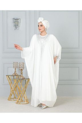 کلاه و ابایا سفید زنانه بافتنی Tebrikler tekstil - کد 854908658