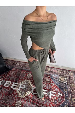 ست بالاتنه و پائین تنه خاکی زنانه بافت QUTTA - کد 863383683