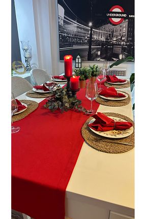 رومیزی قرمز پنبه ای Decamor home - کد 863399159