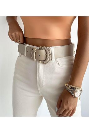 کمربند بژ زنانه چرم مصنوعی Angel Mia - کد 761306862