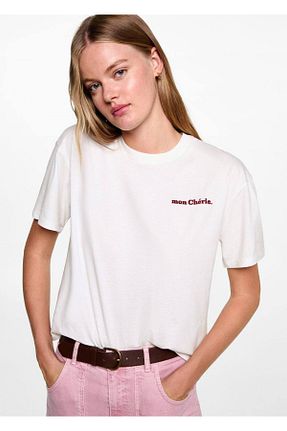تیشرت سفید زنانه رگولار MANGO Teen - کد 863423490