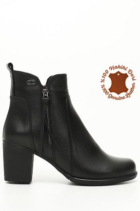 بوت / نیم بوت مشکی زنانه چرم خالص GÖNDERİ(R) - کد 473309837