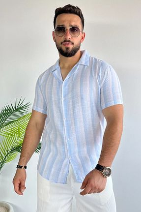 پیراهن آبی مردانه تنگ / اسلیم MİSHAR İTALİA - کد 863420365