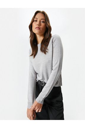 پلیور طوسی زنانه ساده Koton - کد 773875552