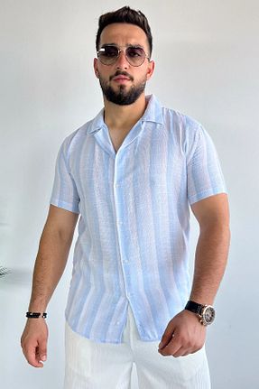 پیراهن آبی مردانه تنگ / اسلیم MİSHAR İTALİA - کد 863420365