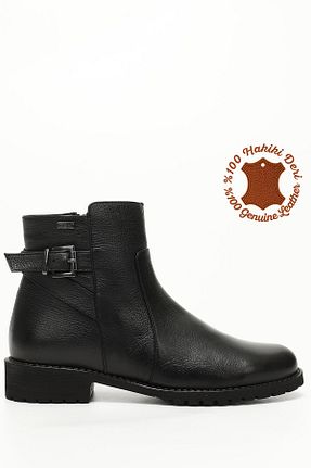 بوت / نیم بوت مشکی زنانه چرم خالص GÖNDERİ(R) - کد 3099302