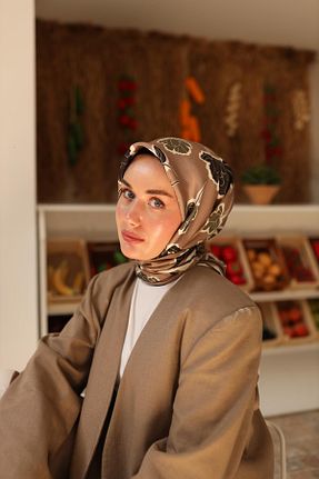 روسری قهوه ای İpek Tivil Silk Home - کد 866591244