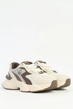 کفش اسنیکر بژ زنانه بند دار Benetton - کد 863433299