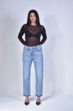 شلوار جین آبی زنانه پاچه پهن Acey jeans - کد 862914125