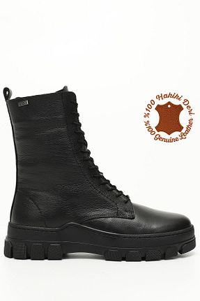 بوت / نیم بوت مشکی زنانه چرم خالص GÖNDERİ(R) - کد 695070728