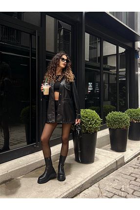 بوت / نیم بوت مشکی زنانه چرم مصنوعی BeBeQ Store - کد 148369218