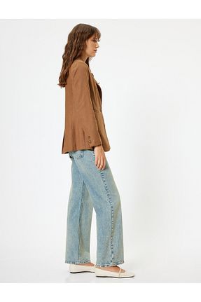 شلوار جین آبی زنانه پاچه پهن Koton - کد 841643775