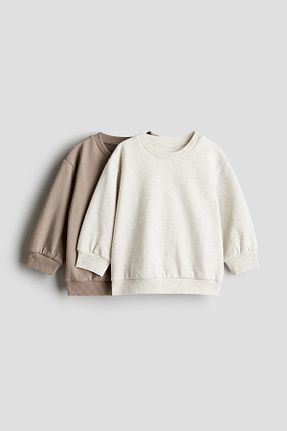 سوئیشرت قهوه ای بچه گانه ساده H&M - کد 857900751