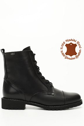 بوت / نیم بوت مشکی زنانه چرم خالص GÖNDERİ(R) - کد 1242342