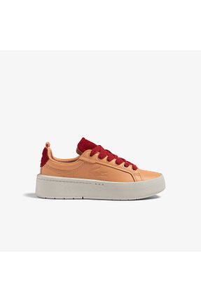کفش اسنیکر نارنجی زنانه بند دار Lacoste - کد 755950940