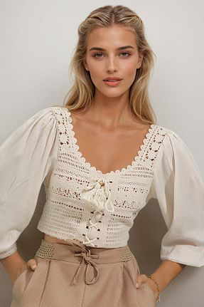 بلوز نباتی زنانه ساده Trend Alaçatı Stili - کد 346048764