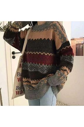 پلیور طوسی زنانه Etnik Köstebek - کد 384077720