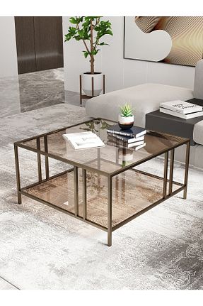 میز جلو مبلی قهوه ای فلزی Dekoport - کد 861929719
