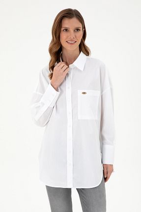 پیراهن سفید زنانه یقه پیراهنی U.S. Polo Assn. - کد 862432381