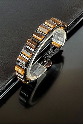 دستبند جواهر قهوه ای زنانه سنگ طبیعی Seven Art Jewelry - کد 123114110