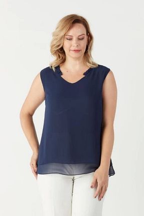 بلوز سایز بزرگ سرمه ای زنانه سایز بزرگ Moda Berray - کد 354555639