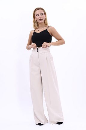شلوار پارچه ای بژ زنانه بلند ÖNDER ÖZSOY - کد 862445193