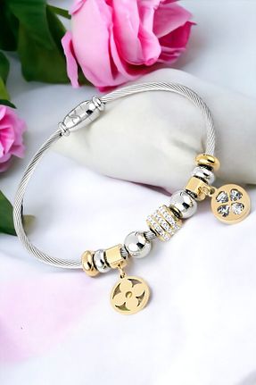 دستبند استیل (فولاد) طلائی زنانه استیل ضد زنگ Daniel Klein - کد 837901080