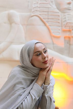 شال طوسی زنانه پنبه ای Modakaşmir - کد 811111635
