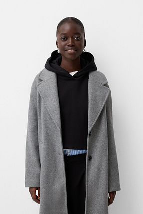 پالتو پشمی طوسی زنانه Relaxed Bershka - کد 862480149