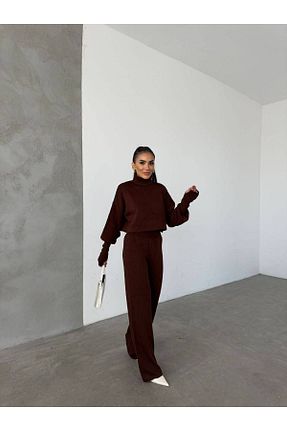 ست بالاتنه و پائین تنه قهوه ای زنانه تریکو MAXMOOR - کد 862502114