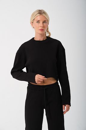 سوئیشرت مشکی زنانه ساده MSW - کد 862533976