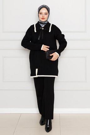 ست بالاتنه و پائین تنه حجاب مشکی زنانه اورسایز Sevitli - کد 862561787
