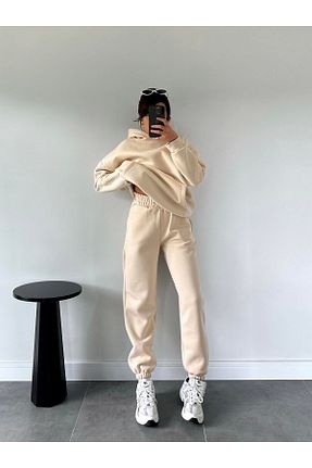 ست بالاتنه و پائین تنه بژ زنانه بافتنی OYKUWEAR - کد 862558917