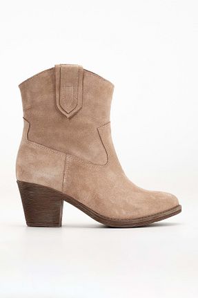 بوت / نیم بوت قهوه ای زنانه چرم خالص ANALİN SHOES - کد 855342887