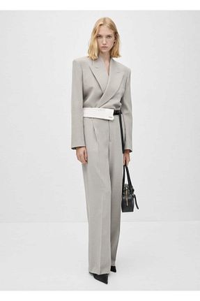 شلوار بژ زنانه الاستین MANGO - کد 862573577