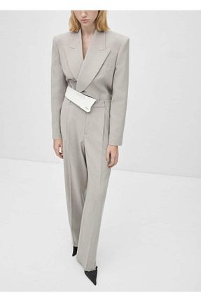 شلوار بژ زنانه الاستین MANGO - کد 862573577