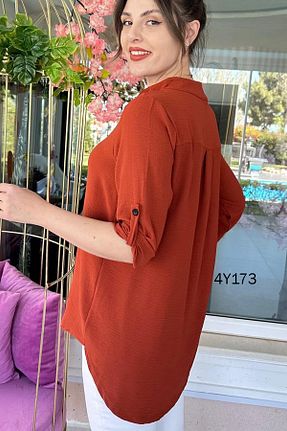 بلوز نارنجی زنانه ساده İnce Topuk - کد 848631644