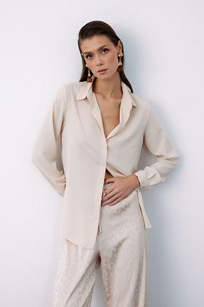 پیراهن بژ زنانه رگولار Sateen - کد 34930699
