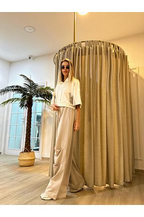 شلوار کرمگن قهوه ای زنانه پاچه گشاد POODLE - کد 862575418
