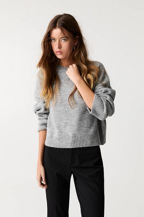 پلیور طوسی زنانه ساده Pull & Bear - کد 862574418