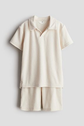 تیشرت سفید بچه گانه یقه پولو H&M - کد 862599336