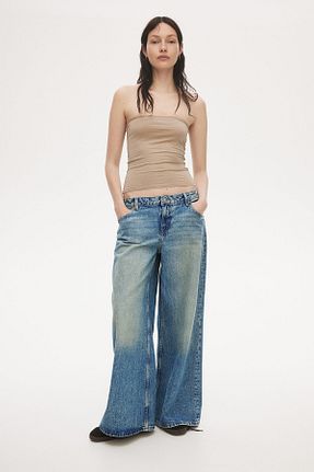شلوار جین آبی زنانه پاچه گشاد H&M - کد 862599299