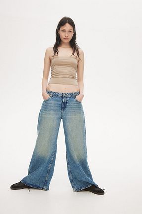 شلوار جین آبی زنانه پاچه گشاد H&M - کد 862599299