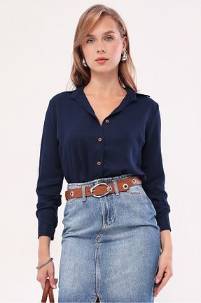 پیراهن سایز بزرگ سرمه ای زنانه رگولار armonika - کد 3465678